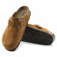 BIRKENSTOCK, Sabots boston sfb cuir suede, Mink