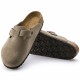 BIRKENSTOCK, Sabots boston sfb cuir suede, Taupe