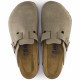 BIRKENSTOCK, Sabots boston sfb cuir suede, Taupe