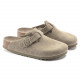 BIRKENSTOCK, Sabots boston sfb cuir suede, Faded kaki